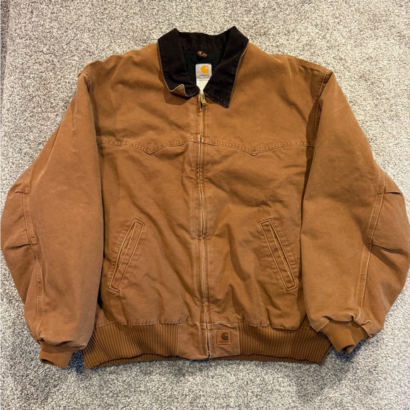 Carhartt Jacket Men 4XL Brown Santa Fe J14‎ BRN Quilted Lined Corduroy Collar